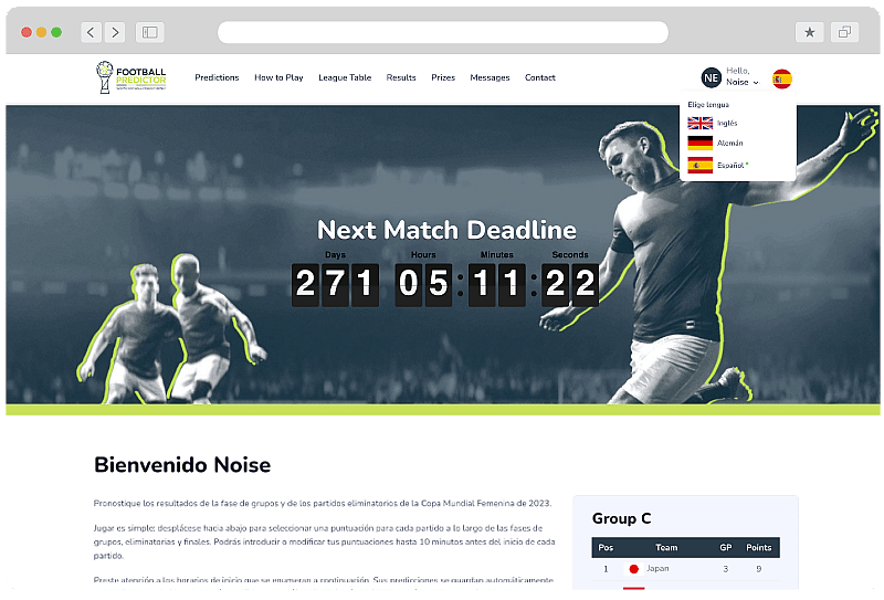 Predictor de fútbol multilingüe